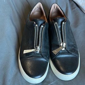 Frye Lena Black Leather Slide-Ons